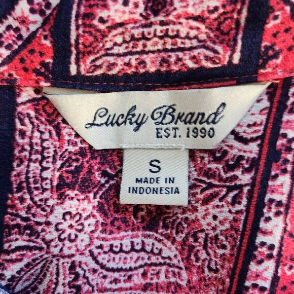 Lucky Brand Red Boho Top Size Small Lucky Brand Red Top with Tie Waist - Picture 6 of 6